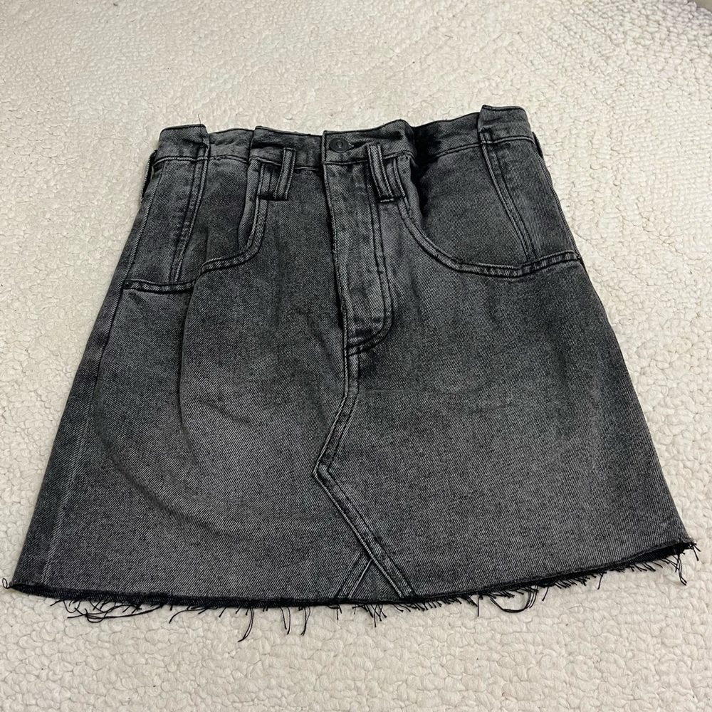 Free People black denim skirt